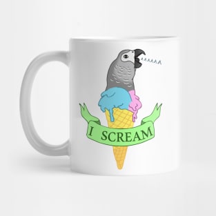 I scream Ice Cream African Grey Parrot Doodle Mug